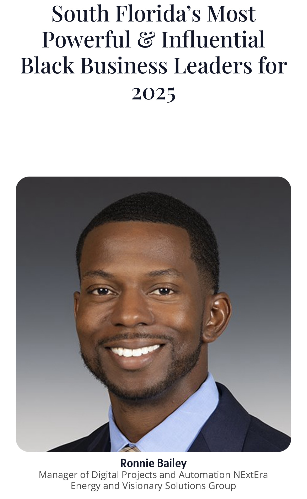 Ronnie Bailey — South Florida's Most Influential Black Business Leaders 2025